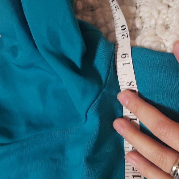 Vintage 80/90s women's 2pc skirt set medium turquoise - Picture 7 of 9